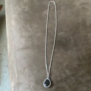Black (spinel) or onyx pendant with chain